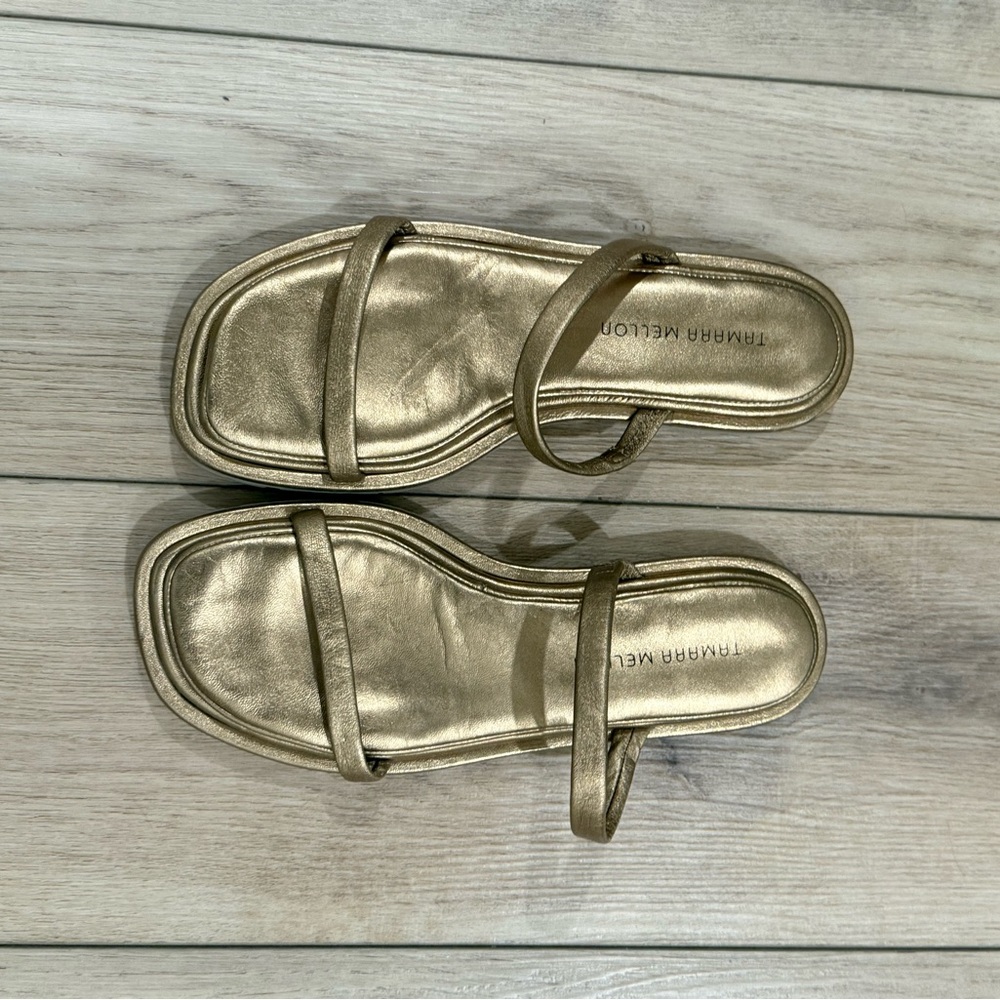 Tamara Mellon Console Gold Lug Sandals
